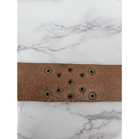Calvin Klein Metallic Pink and Brown Leather Studded Belt with Brass Buckle main image 5